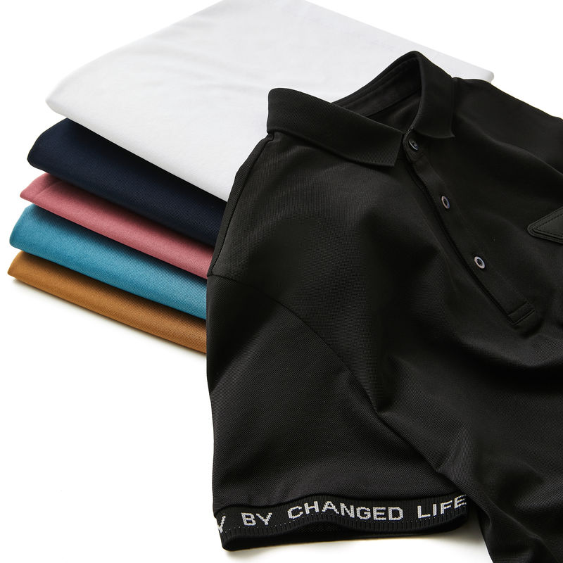 Camisa de polo de oficina en tejido de punto con alta elasticidad e impresión personalizada