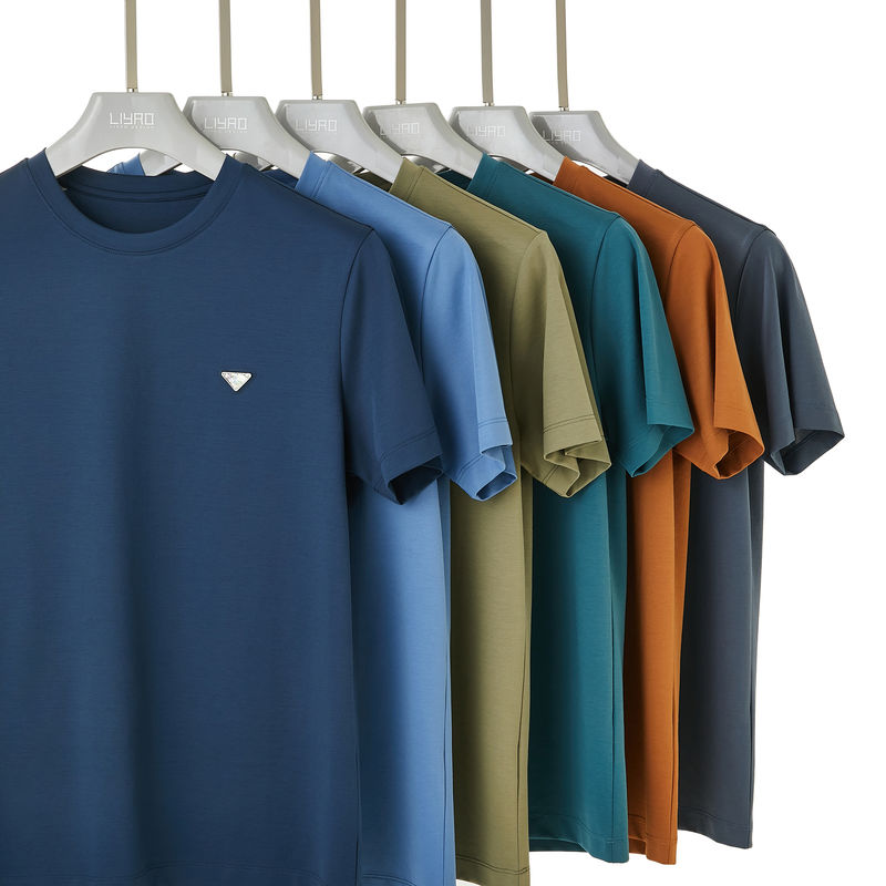 Camisetas de algodón sin arrugas con cuello de manga corta