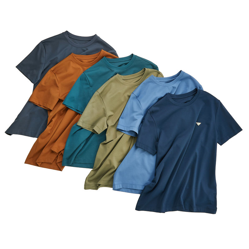 Camisetas de algodón sin arrugas con cuello de manga corta
