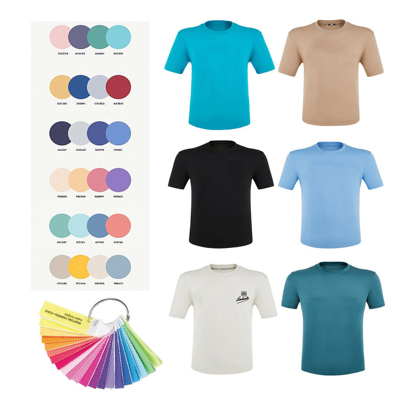 Camisetas de algodón sin arrugas con cuello de manga corta