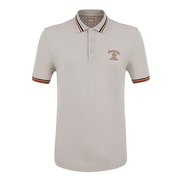 Camisetas de polo con rayas de ajuste regular con tejido de punto con logotipo personalizado