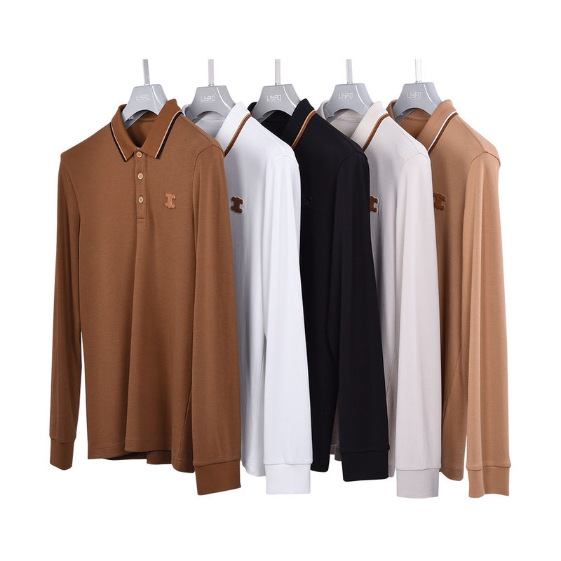 Camiseta de polo impresa de moda masculina de algodón 100% con diseño dinámico y detección de agujas