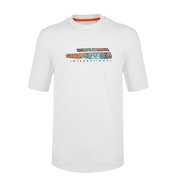 Logotipo patrón camiseta masculina 100% de tejido de algodón para S-6XL más tamaño y ajuste personalizado