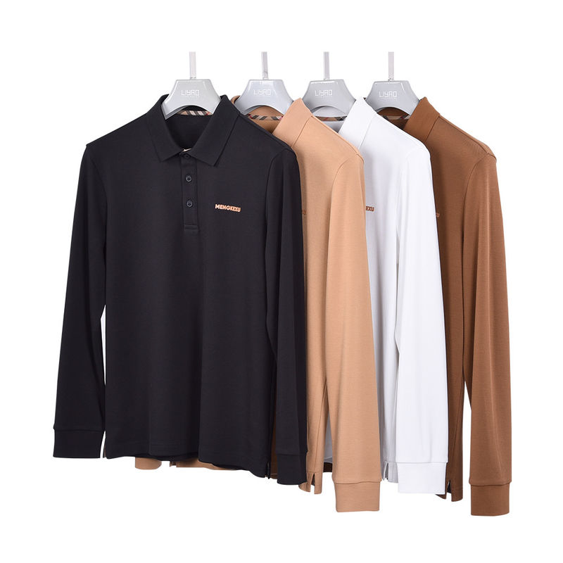 Patrón de logotipo Camisas de polo personalizadas Camisas de cuello de manga larga de algodón más populares para hombres