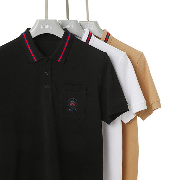 Tipo de tejido de punto camisetas de polo masculinas con tejido transpirable y amigable con la piel