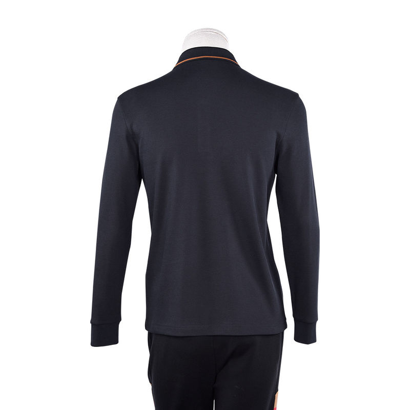 Camiseta de polo de algodón seco rápido para hombres con cuello de pie e impresión verde