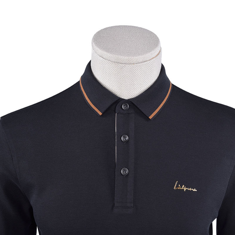 Camiseta de polo de algodón seco rápido para hombres con cuello de pie e impresión verde