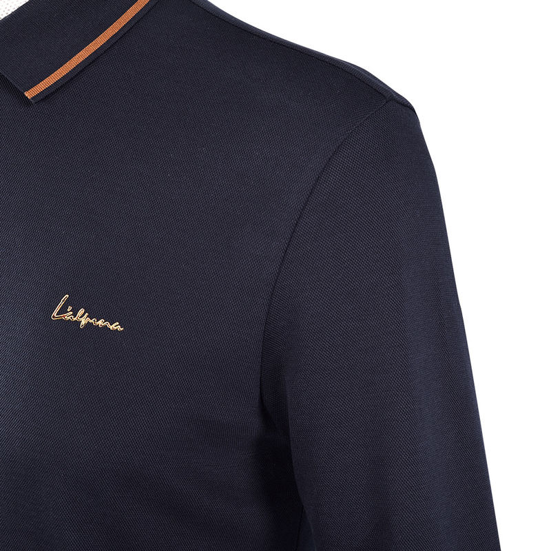 Camiseta de polo de algodón seco rápido para hombres con cuello de pie e impresión verde