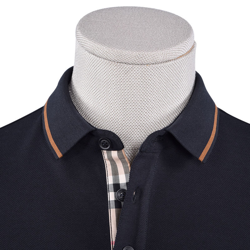 Camiseta de polo de algodón seco rápido para hombres con cuello de pie e impresión verde