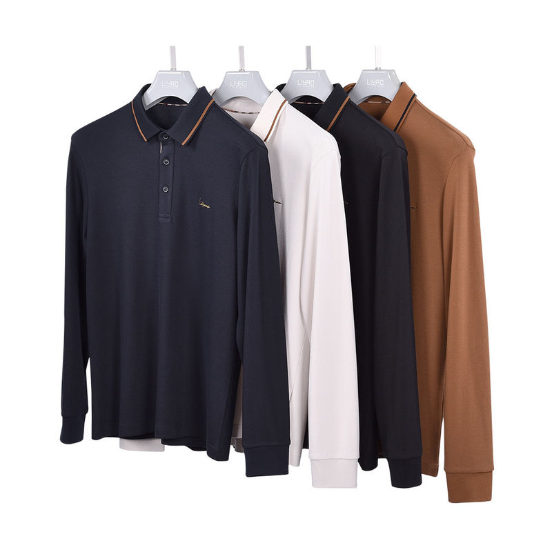 Camiseta de polo de algodón seco rápido para hombres con cuello de pie e impresión verde