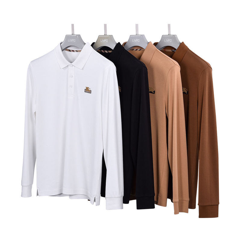 Impresión de logotipo personalizado 100% de algodón Blanco de lujo Camisa de polo de manga larga para hombres Niños