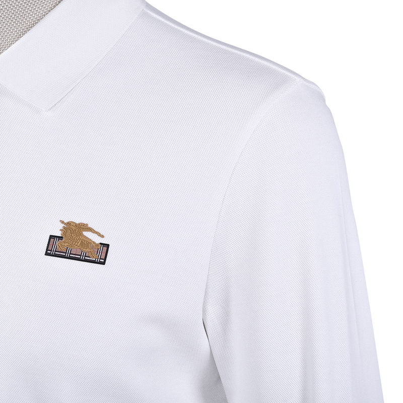 Impresión de logotipo personalizado 100% de algodón Blanco de lujo Camisa de polo de manga larga para hombres Niños