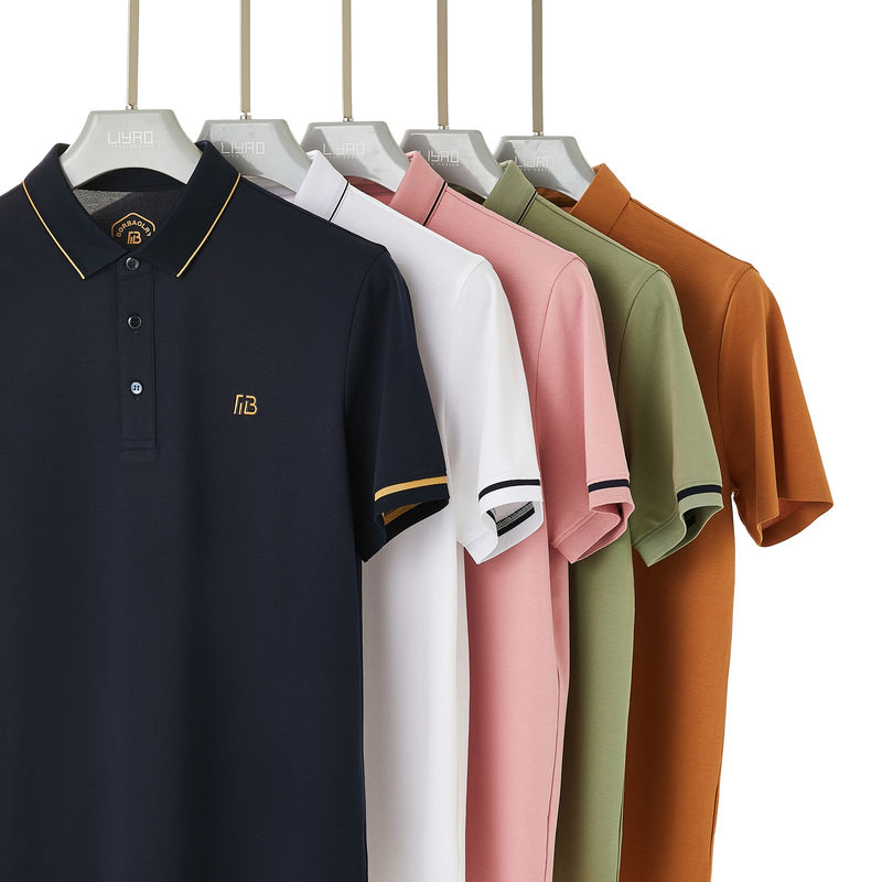 Camisas de polo de golf de poliéster para hombres transpirables con logotipo personalizado de color sólido