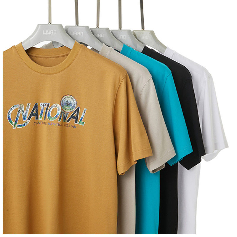 Camiseta de cuello personalizable y transpirable tamaño S M L T-Shirt de hombres de gran tamaño 100% algodón 240g