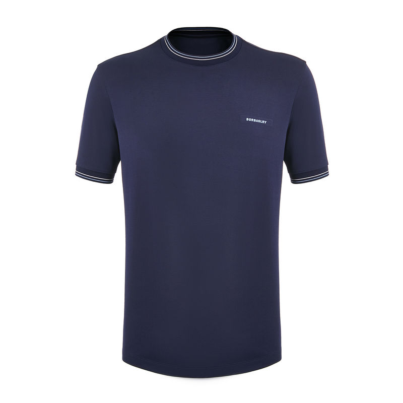 Camiseta corta de hombre con material de algodón de gran tamaño y logotipo personalizado en un diseño simple