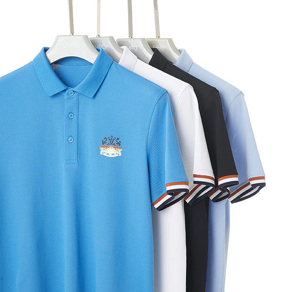 Camisetas de polo de algodón de manga corta para hombres Anti-pilling con color de logotipo personalizado