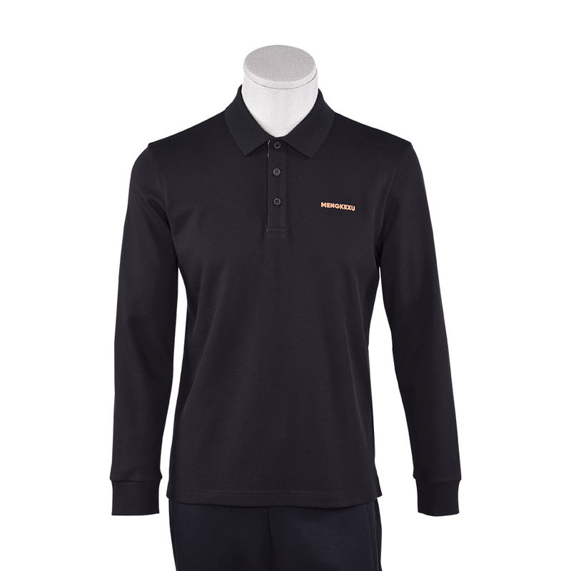 92 Poliéster 8 Spandex Camisas de polo para hombres Manga larga Polo sencillo Antiarrugas