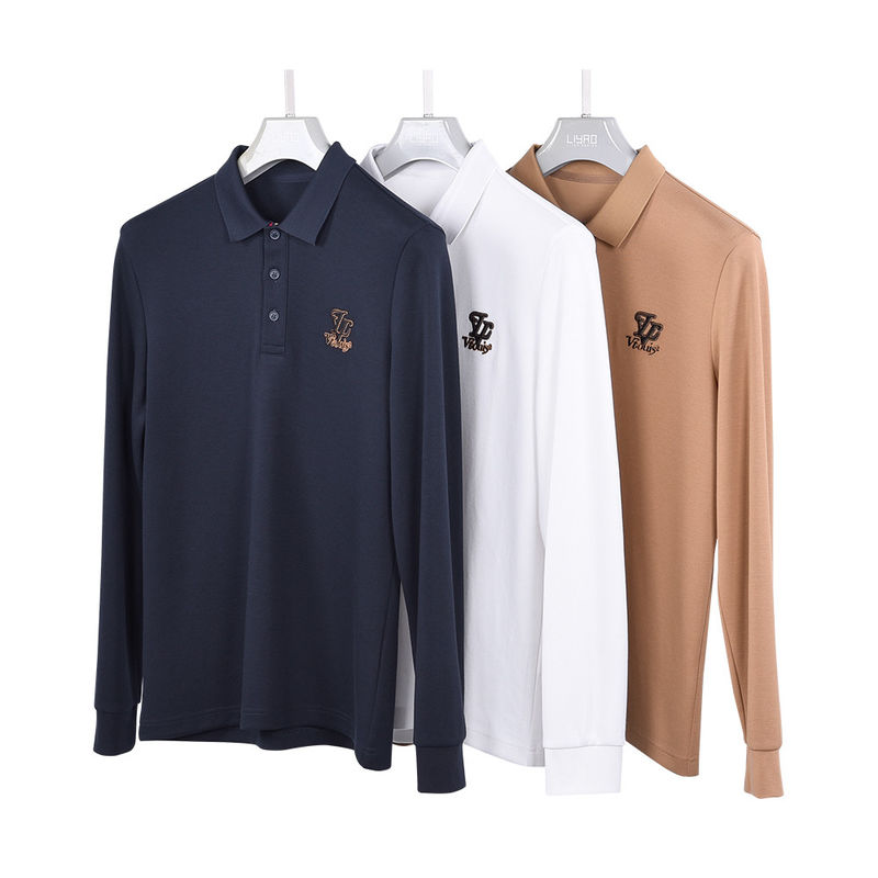 Camisa de polo con logotipo personalizado de temporada de otoño con cuello de color diferente e impresión aceptable