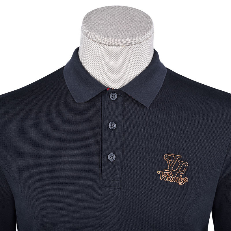 Camisa de polo con logotipo personalizado de temporada de otoño con cuello de color diferente e impresión aceptable
