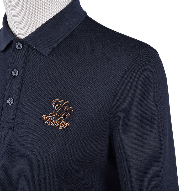 Camisa de polo con logotipo personalizado de temporada de otoño con cuello de color diferente e impresión aceptable