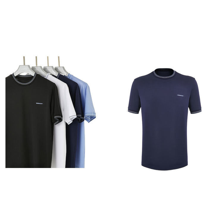 Camisetas de algodón 230 Gsm para hombre Manga corta O cuello Collar de tricotado