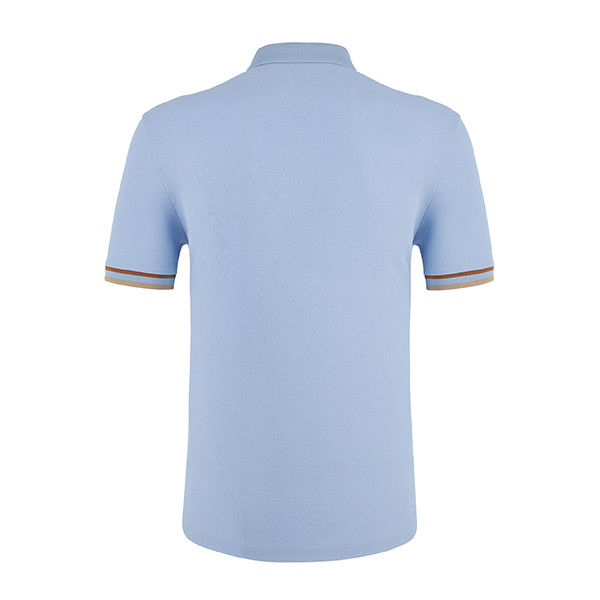 Camisas de polo de color azul personalizado para hombres con logotipo bordado y tejido de algodón transpirable