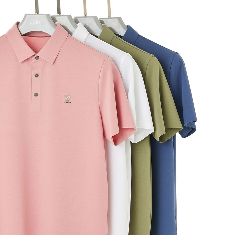 Camiseta de polo de primavera verano otoño para hombres Alta elasticidad Impresión verde ultra sin costuras