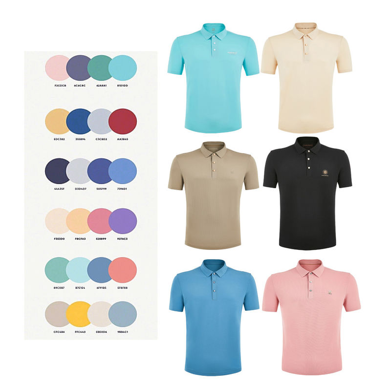 Camiseta de polo de primavera verano otoño para hombres Alta elasticidad Impresión verde ultra sin costuras