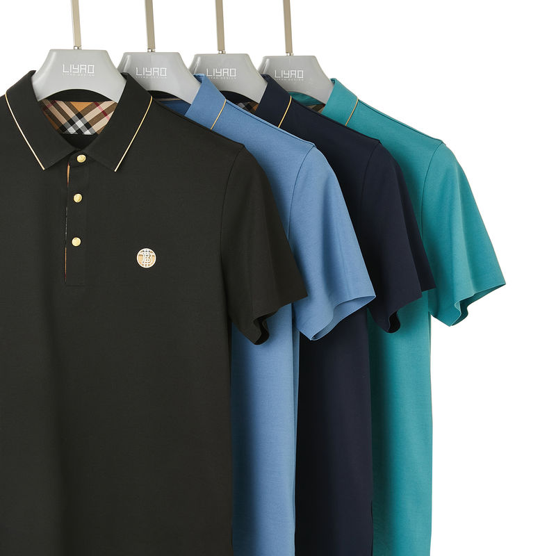 Embroidery de logotipo personalizado camiseta de polo de manga corta para hombres Tejido de algodón blando 170-210 gramos