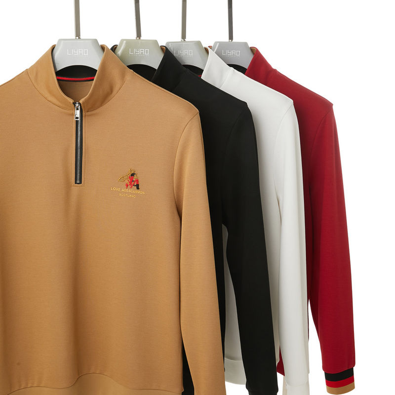 Camiseta de golf de manga larga para hombres en material 100% algodón Pique con sublimación completa