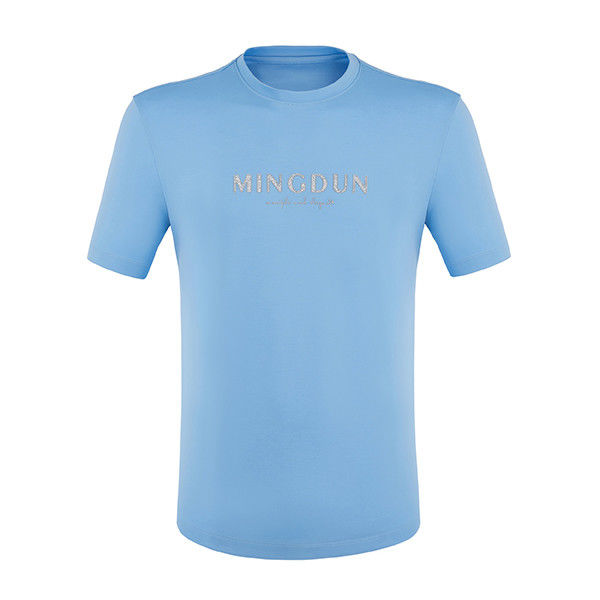 Larga regular Primavera Verano Azul Manga corta Plano 100% de algodón Camiseta personalizada para hombres