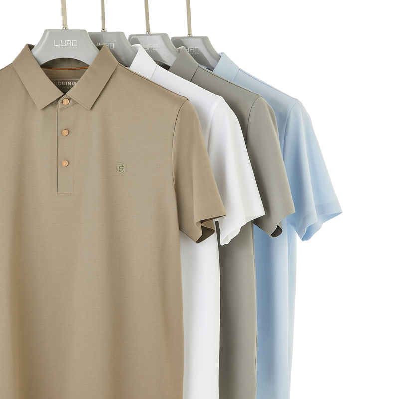 Camisetas de polo de hombre de manga larga 100% de algodón con logotipo personalizado y cierre de botón