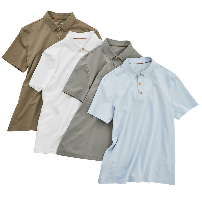 Camisetas de polo de hombre de manga larga 100% de algodón con logotipo personalizado y cierre de botón