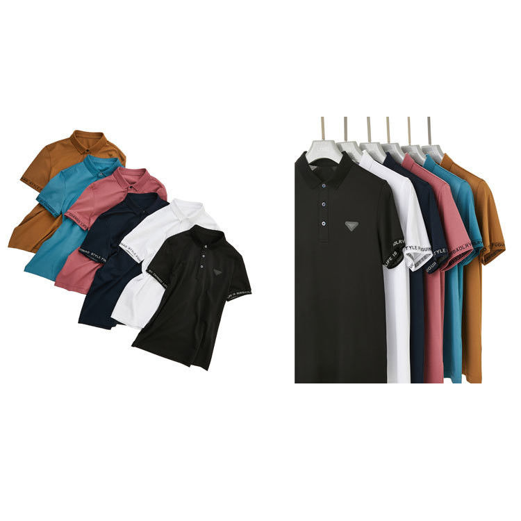 Camisetas de golf masculinas de verano con cuello trundown Impresión en relieve personalizada anti-pilling