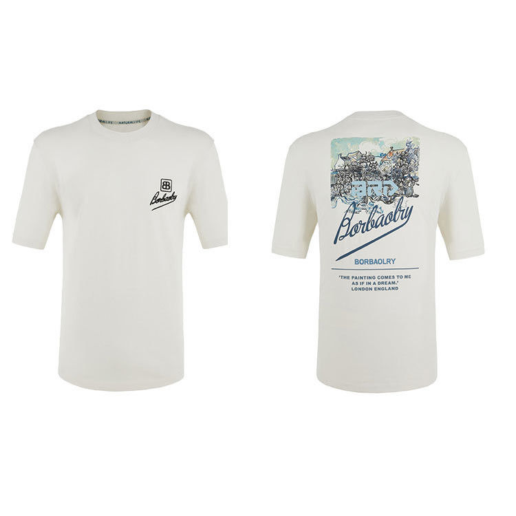 T-shirt de algodón 100% para hombres con manga corta personalizada sin detección de agujas