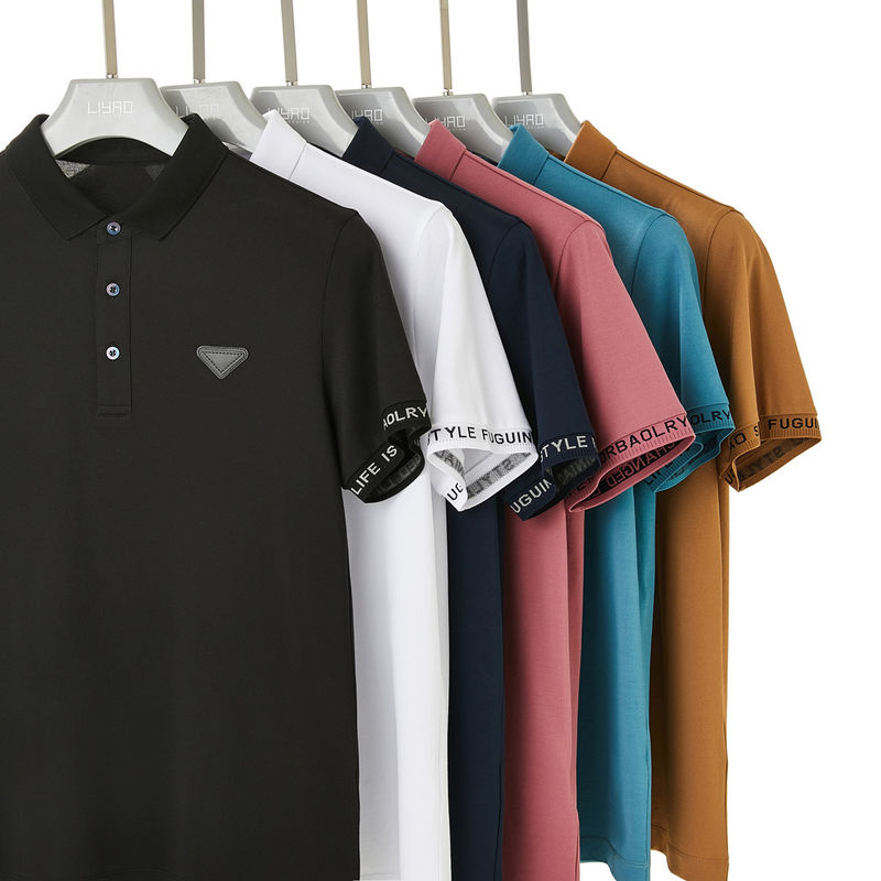 Logotipo de camiseta de polo personalizado Manga corta Negro y blanco Color personalizado camisetas de polo hombres