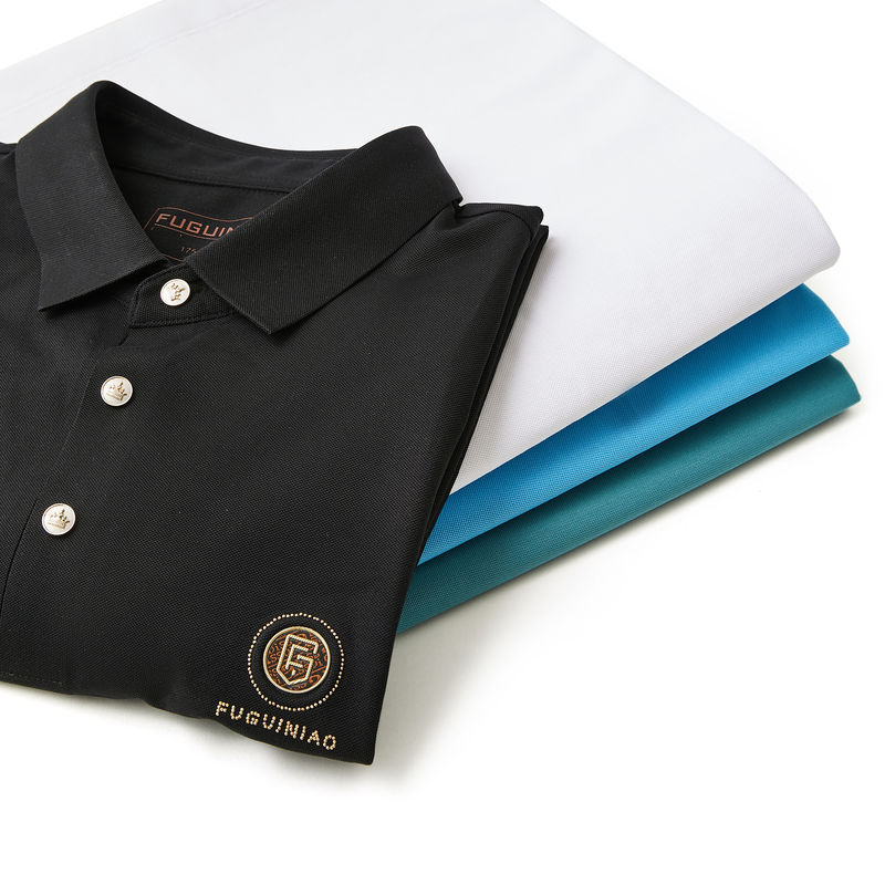 Camiseta de polo masculina con diseño de lujo y bordado exquisito peso pesado ajuste regular