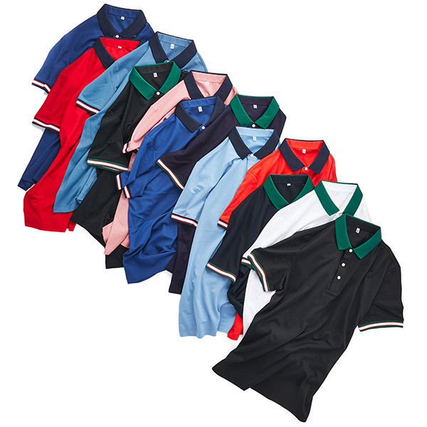 Camiseta de polo de tricotado de manga corta para hombres para golf en negro blanco rosa azul verde marino
