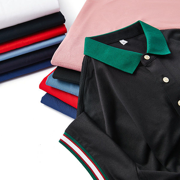 Camiseta de polo de tricotado de manga corta para hombres para golf en negro blanco rosa azul verde marino
