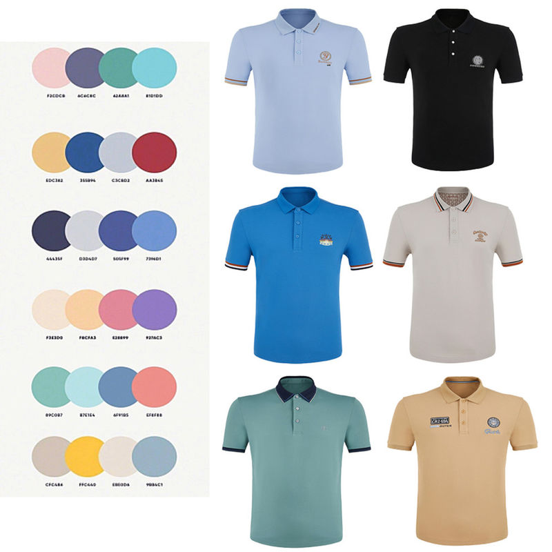 Camiseta de polo de primavera y verano para hombres con tejido de punto y cuello redondo en 230 Gsm