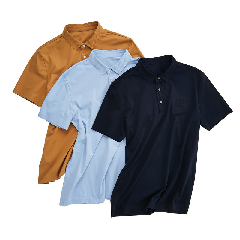 Logotipo de color personalizado Polo Spandex de nylon hombre camiseta sin costuras para OEM ODM patrones