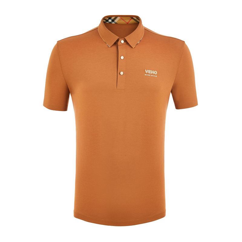 Impresión verde camisetas de polo de algodón masculino para oficina uniforme de punto de diseño antiarrugas