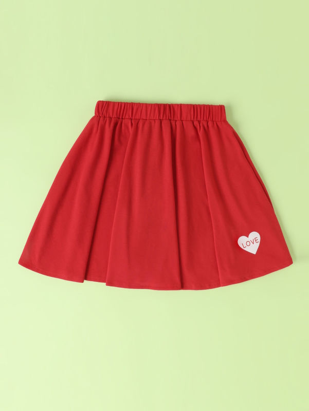 Chicas Rojas faldas cortas y vestidos con el patrón del corazón de amor en poliéster espandéx