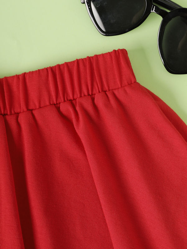 Chicas Rojas faldas cortas y vestidos con el patrón del corazón de amor en poliéster espandéx