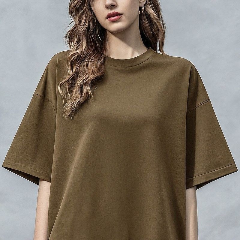 Camiseta de tamaño grande de mujer sencilla amigable con la piel 200 gramos S-6XL con cuello O