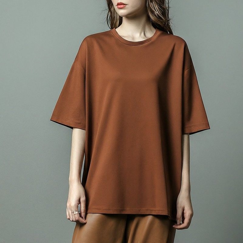 Camiseta de tamaño grande de mujer sencilla amigable con la piel 200 gramos S-6XL con cuello O