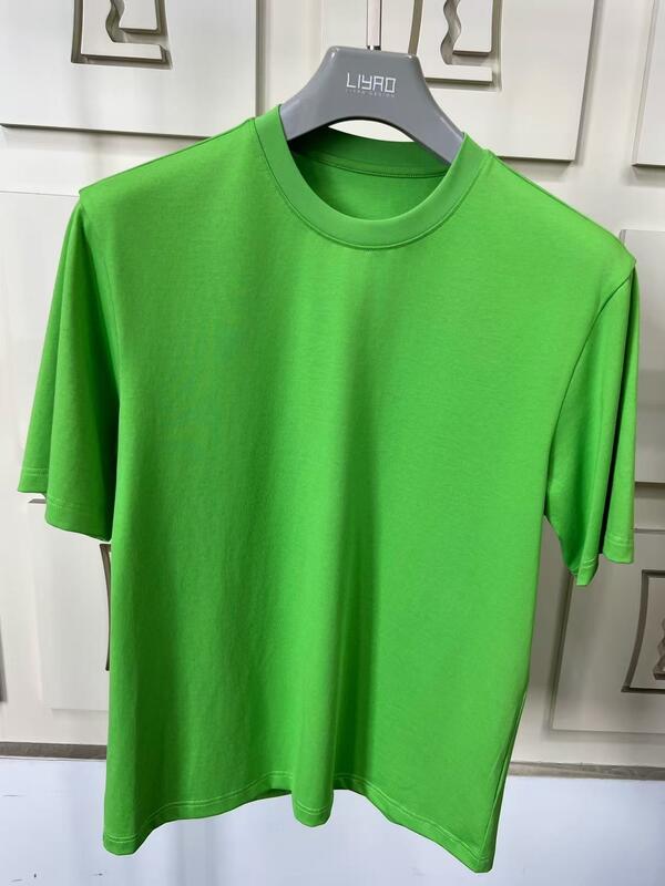 100% de algodón blanco personalizado de gran tamaño cortado camiseta de alta calidad para hombres