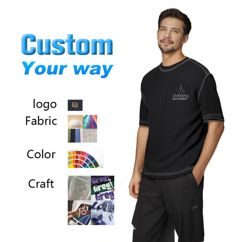 Camiseta de calle de gran tamaño para hombre de algodón de alta calidad de verano negro de gran venta