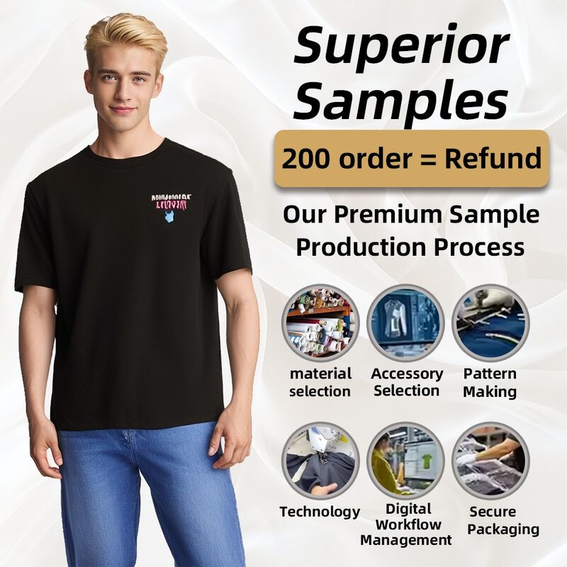 Camiseta negra y blanca de hombre con hombros caídos y peso pesado con bordado y estampados de logotipo personalizados de fábrica en oferta