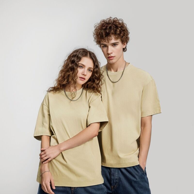 Camiseta básica personalizada para hombre, camiseta de cuello redondo acanalado de alta calidad y peso pesado para hombre